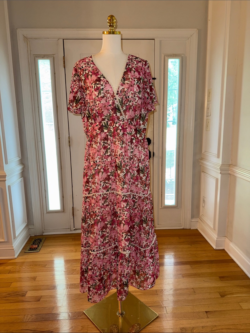 Anne Klein Pink Floral Maxi Dress